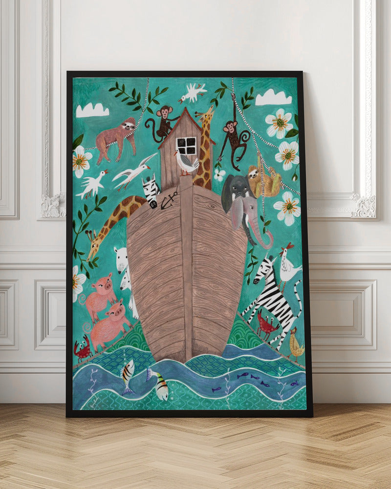 Illustration Arche Noah Tiere Skurrile Kinder Wandkunst