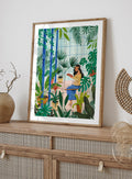 Greenhouse Reading Woman Tropical Botanical Illustration Art Print