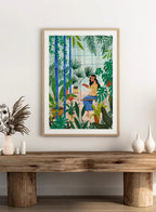 Greenhouse Reading Woman Tropical Botanical Illustration Art Print