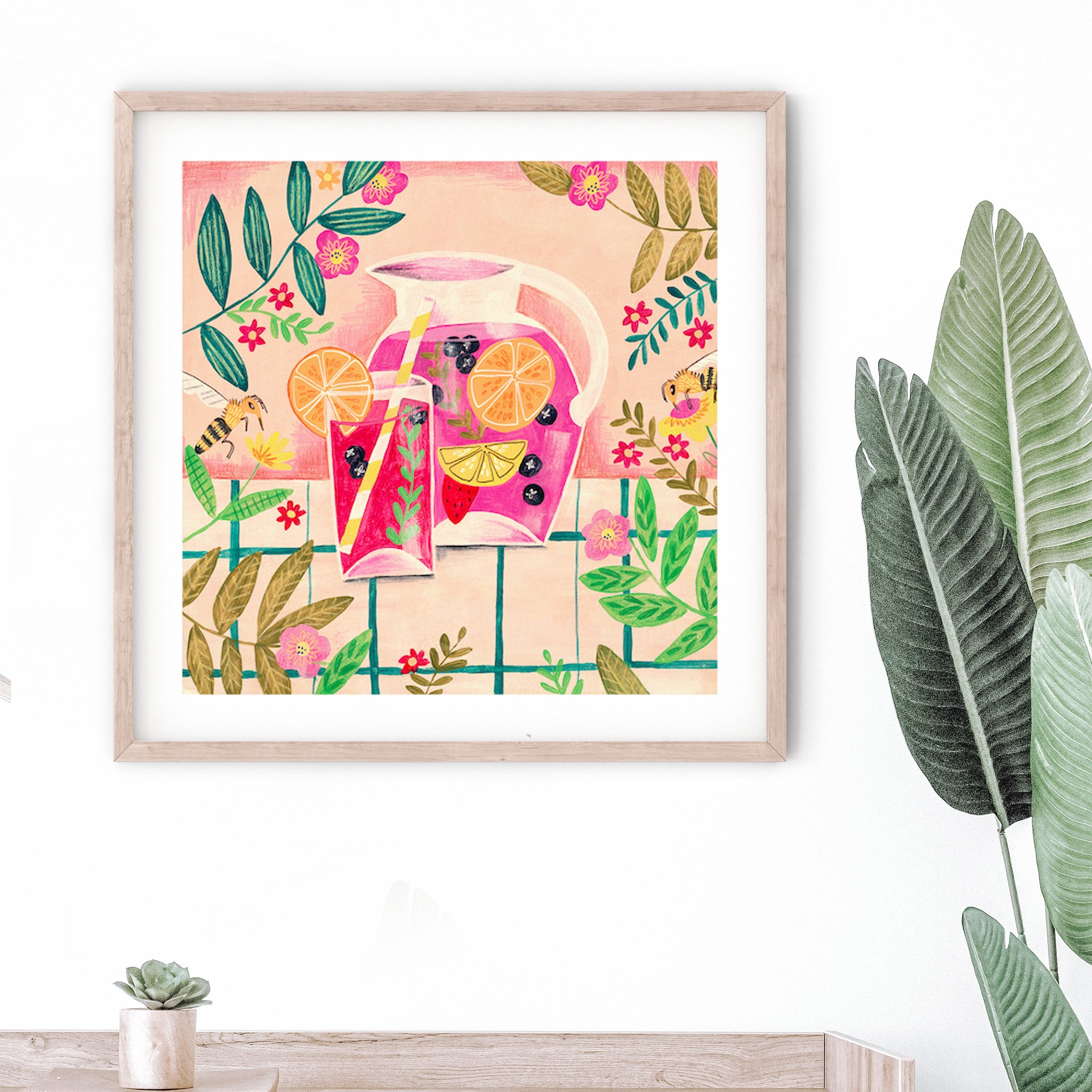 Sommerlimonade Botanische Illustration Frische Zitruskunst