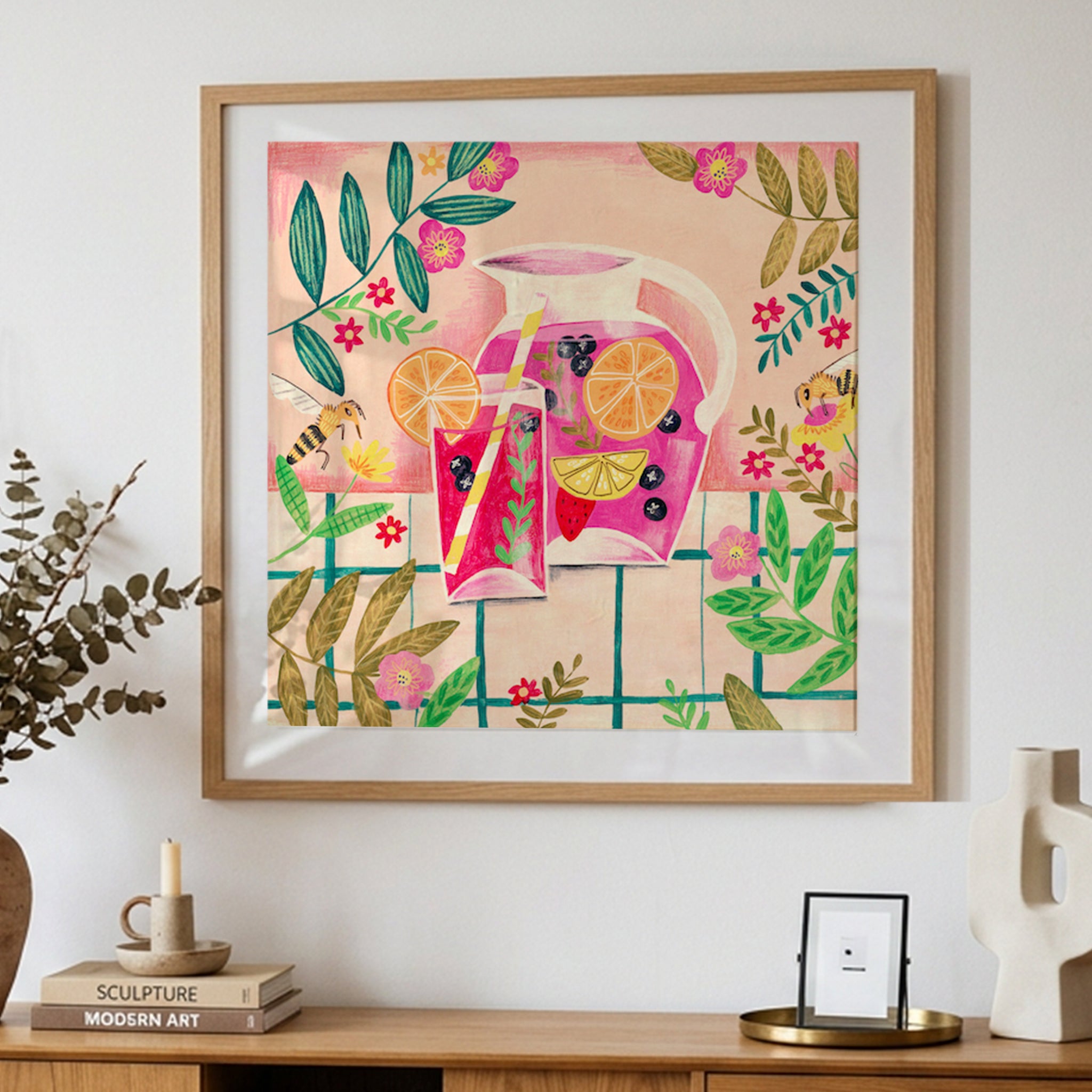 Sommerlimonade Botanische Illustration Frische Zitruskunst