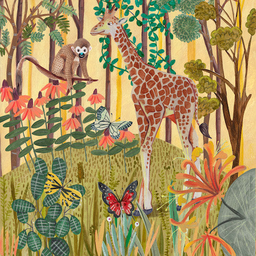 Dschungeltiere Kunstdruck 2er-Set | Safari-Wildtier-Kinderzimmer-Wandkunst | 10 % Rabatt an der Kasse!