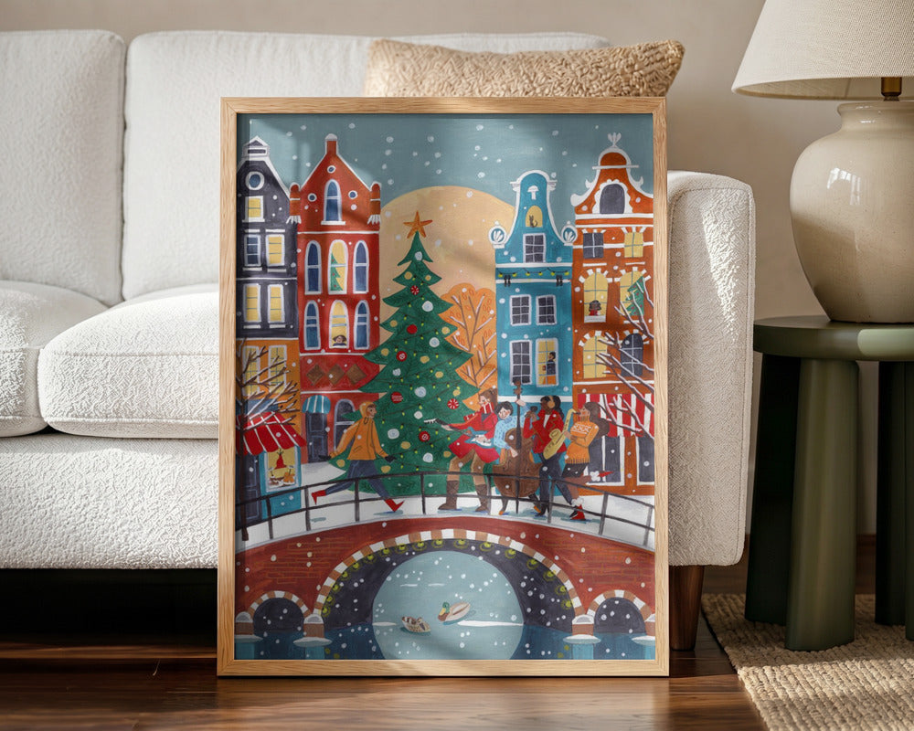Christmas in Amsterdam City Art Print
