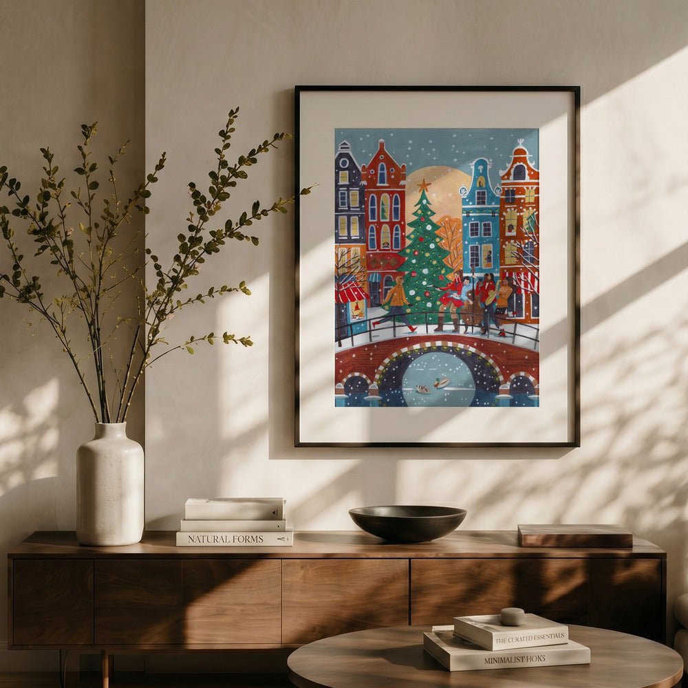 Christmas in Amsterdam City Art Print