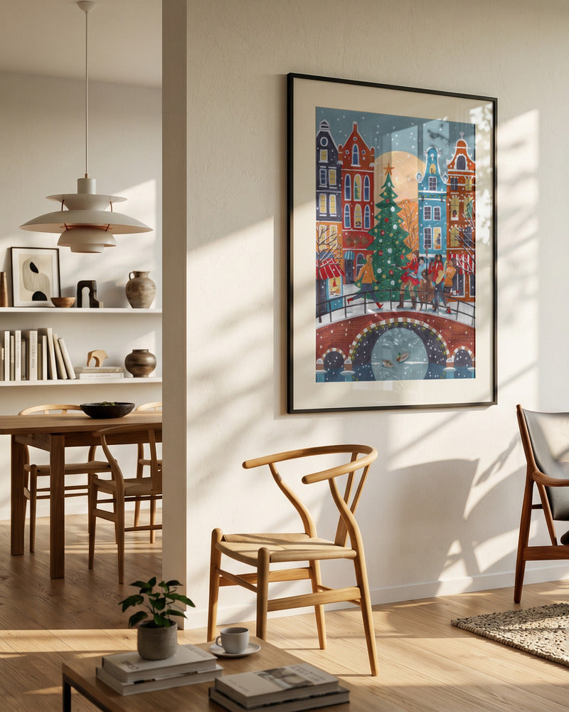 Christmas in Amsterdam City Art Print