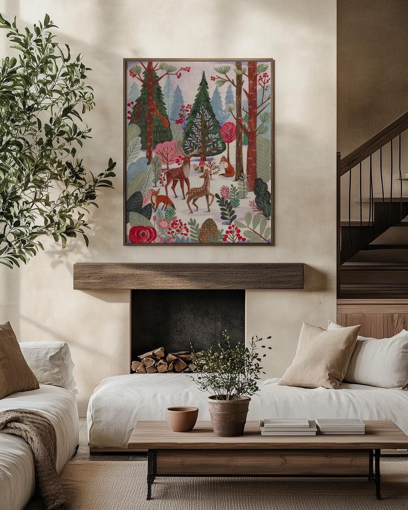 Winter Forest Animals Art Print