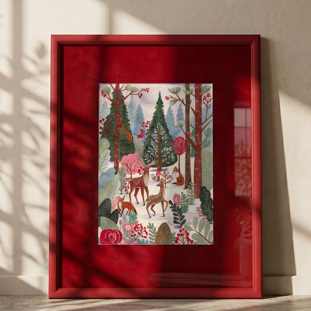 Winter Forest Animals Art Print