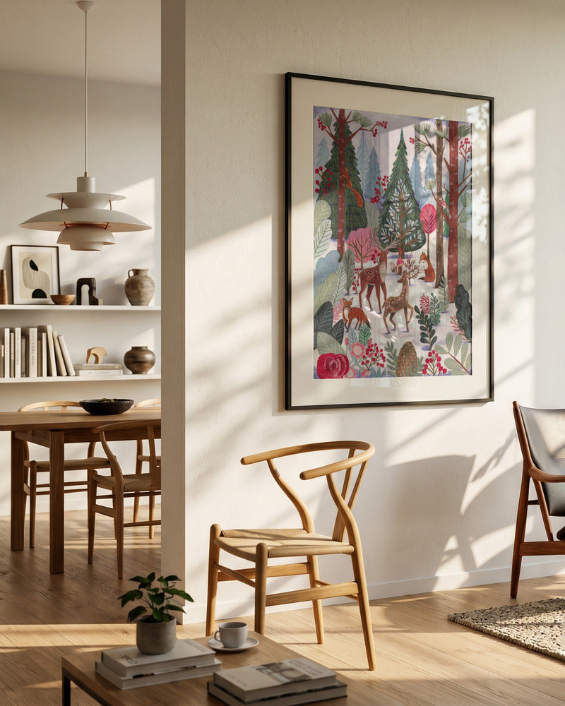 Winter Forest Animals Art Print