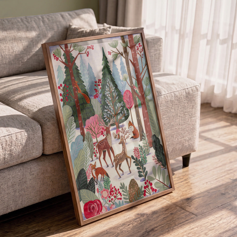 Winter Forest Animals Art Print