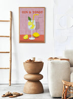 Gin and Tonic Cocktail with Lemon Illustration