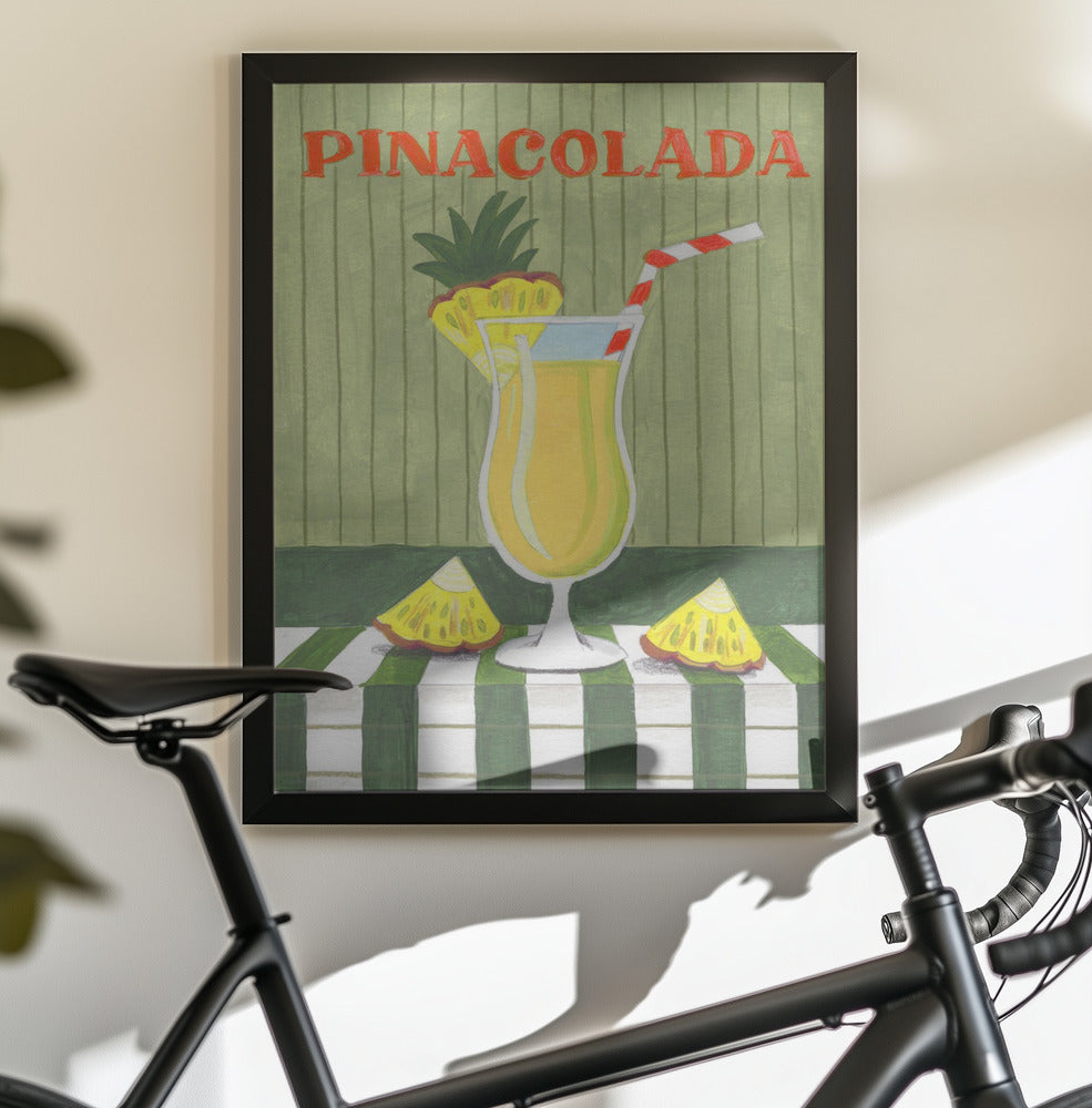 Piña Colada Cocktail mit Ananas Tropische Illustration