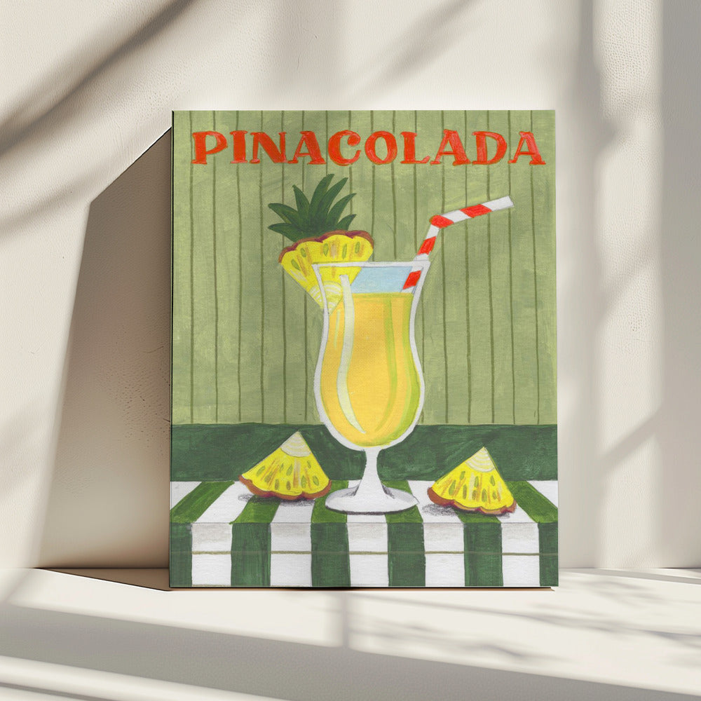 Piña Colada Cocktail mit Ananas Tropische Illustration