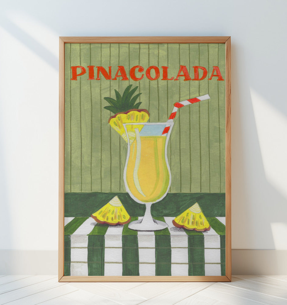 Piña Colada Cocktail mit Ananas Tropische Illustration