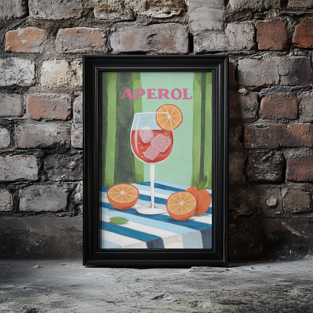 Aperol Spritz Cocktail mit Orangenillustration