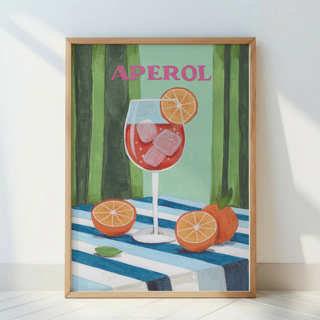 Aperol Spritz Cocktail mit Orangenillustration