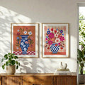 Florale Vasen Kunstdruck 2er Set | Farbenfrohe botanische Stillleben Wandkunst | 10% Rabatt an der Kasse!