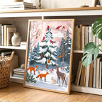 Whimsical Winter Forest Animals Christmas Tree Illustration