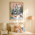 Whimsical Winter Forest Animals Christmas Tree Illustration