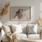 Two Women Beach Illustration Summer Swimwear Art Print