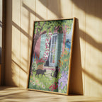 Mediterranean Garden with Black Cats Art Print