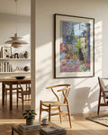 Paris Balcony Breakfast with Black Cat Art Print
