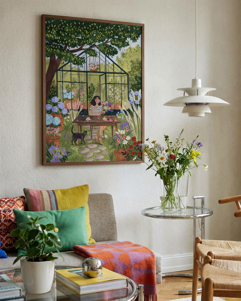 Greenhouse Garden Art Print | Whimsical Botanical Wall Art