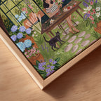 Greenhouse Garden Woman Arranging Flowers Framed Canvas Wall Art