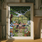 Greenhouse Garden Art Print | Whimsical Botanical Wall Art