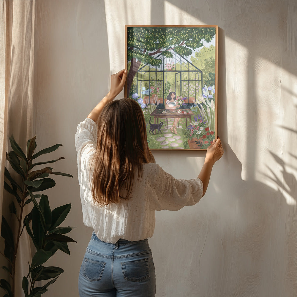 Greenhouse Garden Art Print | Whimsical Botanical Wall Art
