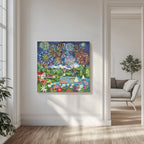 Fireworks Lake Festival Art Print | Colorful Night Landscape