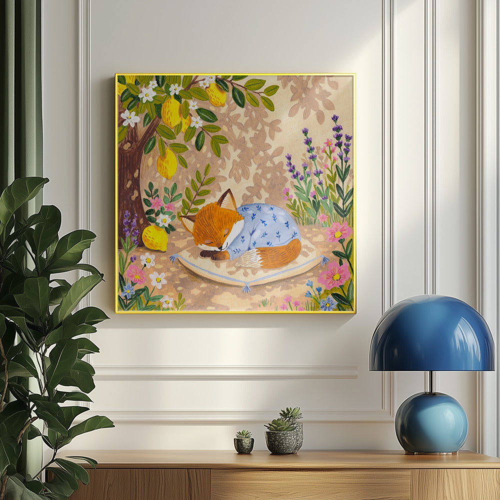 Sleeping Fox Under Lemon Tree Art Print