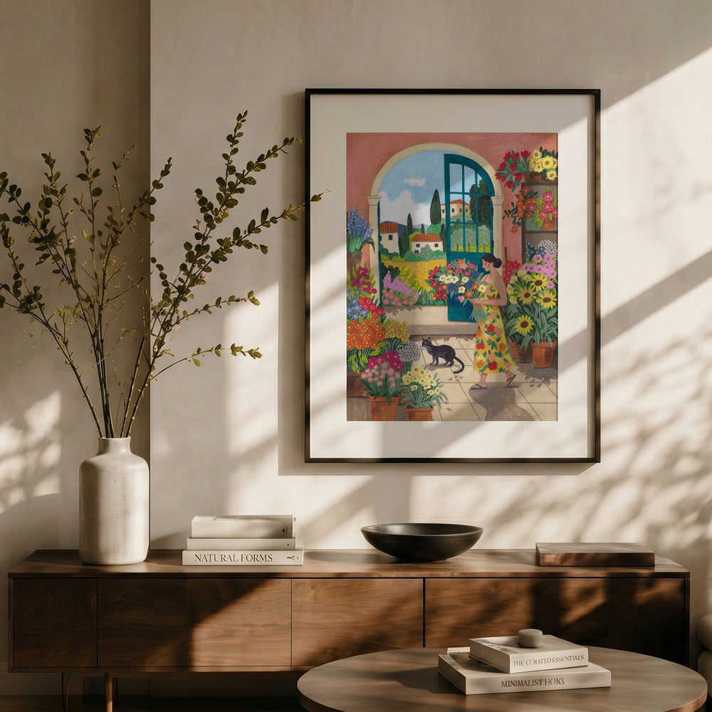 Tuscan Flower Market Art Print | Whimsical Italian Floral Wall Art