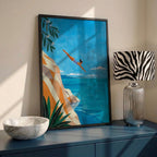 Mediterranean Cliff Diving Art Print | Coastal Summer Wall Art