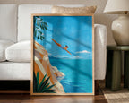 Mediterranean Cliff Diving Art Print | Coastal Summer Wall Art