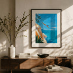 Mediterranean Cliff Diving Art Print | Coastal Summer Wall Art