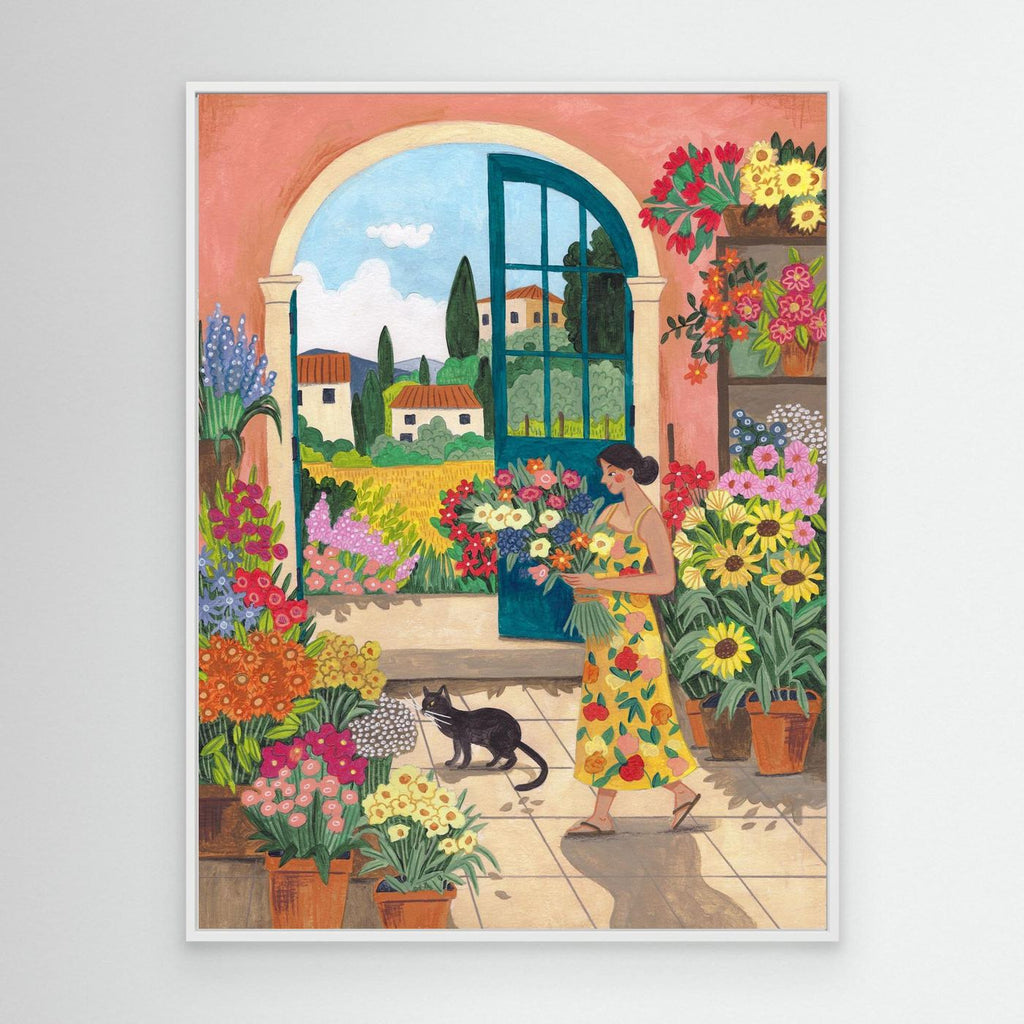 Tuscan Flower Shop Framed Canvas Wall Art