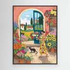 Tuscan Flower Shop Framed Canvas Wall Art