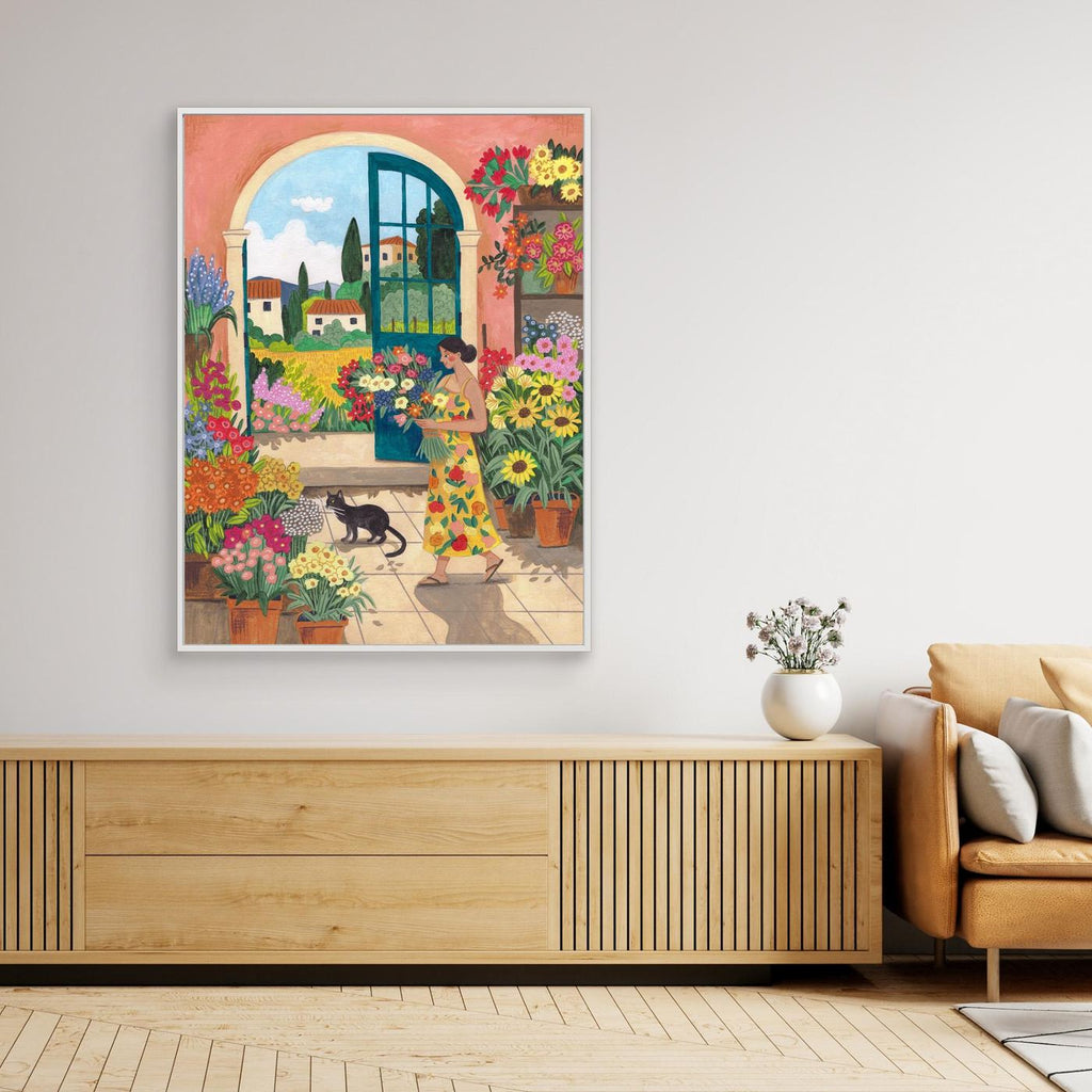 Tuscan Flower Shop Framed Canvas Wall Art