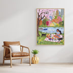 Central Park Spring Picnic Framed Canvas Wall Art