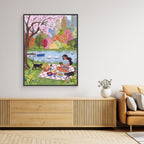 Central Park Spring Picnic Framed Canvas Wall Art