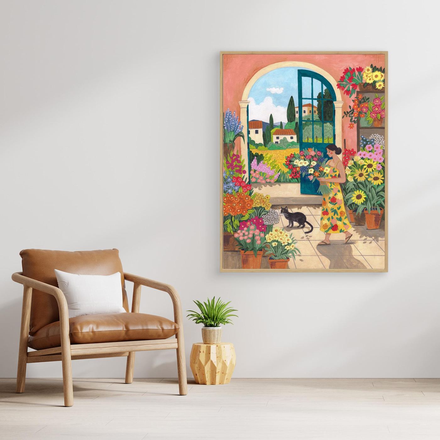 Tuscan Flower Shop Framed Canvas Wall Art