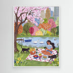 Central Park Spring Picnic Framed Canvas Wall Art
